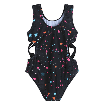 2022 Colorful Stars in Black One-piece Swimming Suits
